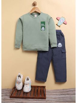 Toonyport - Green Cotton Printed Sweatshirt with Trackpant (Set of 2)