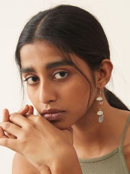 WHE - Handmade Tribal Shell Wood And Repurposed Coin Earring