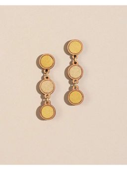 WHE - Yellow Festive Repurposed Fabric and Wood Round Earring