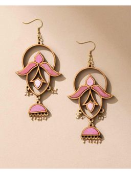 WHE - Shades Of Pink Festive Repurposed Fabric and Wood Elaborate Danglers