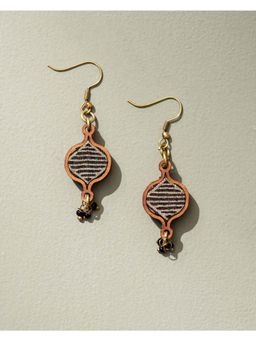 WHE - Black Festive Repurposed Fabric and Wood Earrings