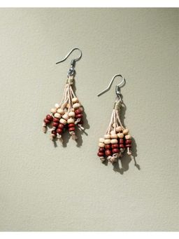 WHE - Eco Chic Jute and Wooden Beads Tassel Earrings