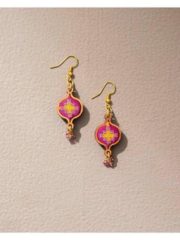WHE - Pink Festive Repurposed Fabric and Wood Earrings