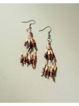 WHE - Multilayer Jute, Wooden Beads Earrings