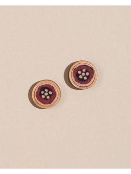 WHE - Red and Black Repurposed Fabric and Wood Studs