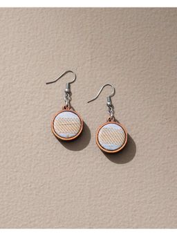 WHE - Festive Grey, Gold and Silver Repurposed Fabric and Wood Earrings