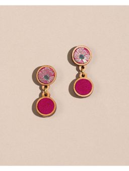 WHE - Pink Pure Banarasi Repurposed Fabric and Wood Earrings