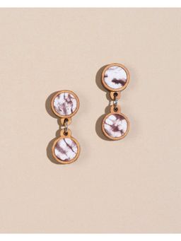 WHE - Handcrafted Brown Tie and Dye Repurposed Wood and Fabric Earrings
