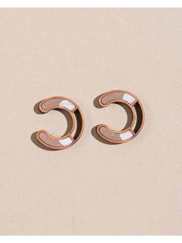 WHE - Beige Compassion Repurposed Fabric and Wood Earring