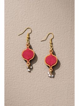 WHE - Red Festive Repurposed Fabric and Wood Earrings