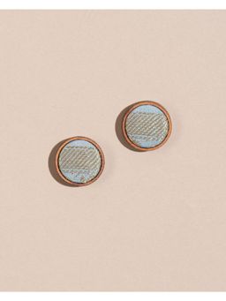 WHE - Grey Gold Brocade Fabric and Repurposed Wood Studs
