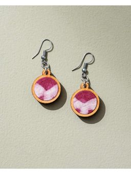 WHE - Pink Fabric and Repurposed Wood Earrings