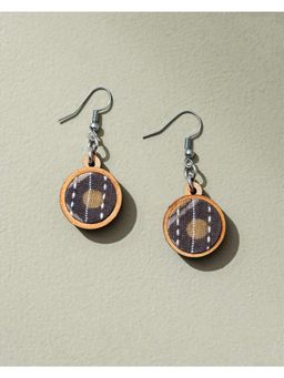 WHE - Brown Fabric and Repurposed Wood Earrings