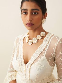 WHE - Sea Secrets White Floral Mother of Pearl Necklace