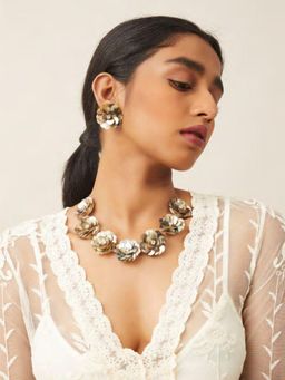 WHE - Sea Secrets Gold Floral Mother of Pearl Necklace