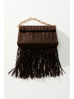 H&M - Women Brown Fringed Straw Clutch
