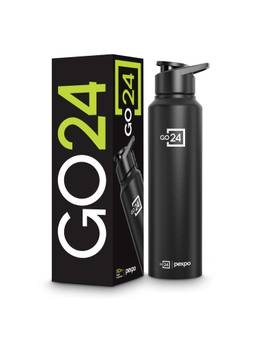 Go24 - Black Knight Chromo Stainless Steel Non- Insulated Bottle - 950ml