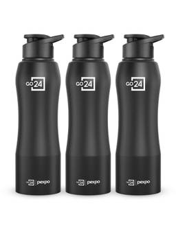 Go24 - Bistro Black Knight Bistro Stainless Steel Non- Insulated Bottle - 750ml (Pack of 3)