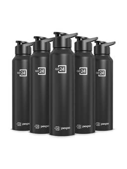 Go24 - Chromo Black Knight Chromo Stainless Steel Non- Insulated Bottle - 950ml (Pack of 5)