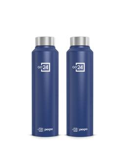 Go24 - Chromo Denim Blue Chromo Stainless Steel Fridge Bottle - 950ml (Pack of 2)