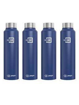 Go24 - Chromo Denim Blue Chromo Stainless Steel Fridge Bottle - 950ml (Pack of 4)