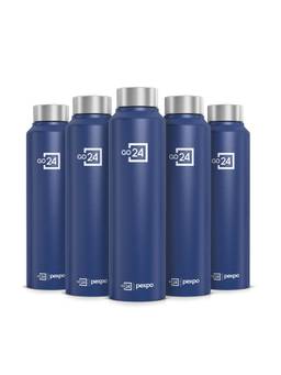 Go24 - Chromo Denim Blue Chromo Stainless Steel Fridge Bottle - 950ml (Pack of 5)