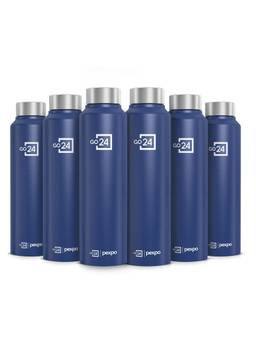Go24 - Chromo Denim Blue Chromo Stainless Steel Fridge Bottle - 950ml (Pack of 6)
