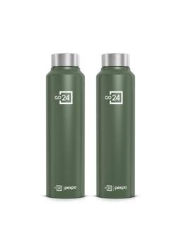 Go24 - Chromo Military Green Chromo Stainless Steel Fridge Bottle - 950ml (Pack of 2)