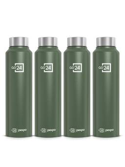 Go24 - Chromo Military Green Chromo Stainless Steel Fridge Bottle - 950ml (Pack of 4)