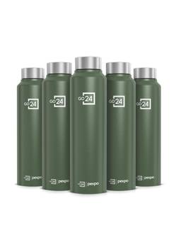 Go24 - Chromo Military Green Chromo Stainless Steel Fridge Bottle - 950ml (Pack of 5)