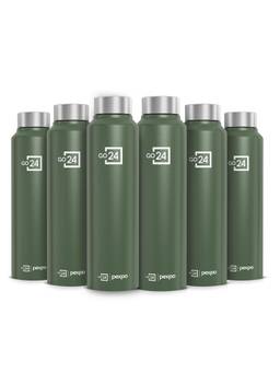 Go24 - Chromo Military Green Chromo Stainless Steel Fridge Bottle - 950ml (Pack of 6)