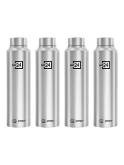 Go24 - Chromo Silver Chromo Stainless Steel Fridge Bottle - 950ml (Pack of 4)