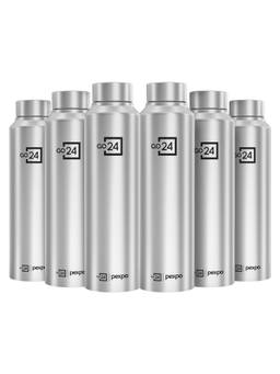 Go24 - Chromo Silver Chromo Stainless Steel Fridge Bottle - 950ml (Pack of 6)