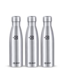 Go24 - Genro Silver Genro Stainless Steel Fridge Bottle - 1000ml (Pack of 3)