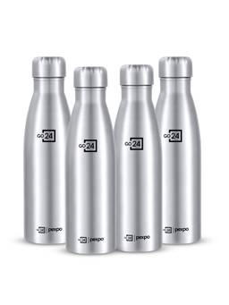 Go24 - Genro Silver Genro Stainless Steel Fridge Bottle - 1000ml (Pack of 4)