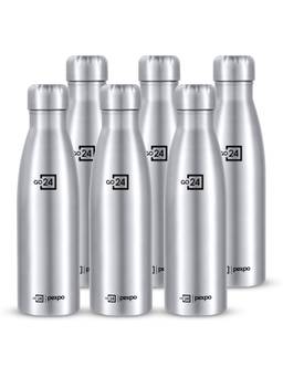 Go24 - Genro Silver Genro Stainless Steel Fridge Bottle - 1000ml (Pack of 6)