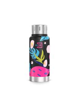Go24 - Cameo Black-Leaf Cameo Stainless Steel 3 Layer Insulated Leaf Printed Flask - 300ml