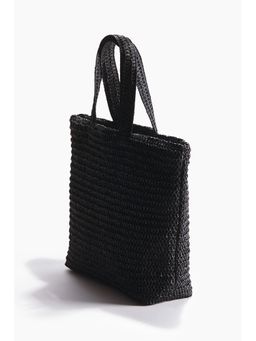 H&M - Men Black Straw Tote Bag