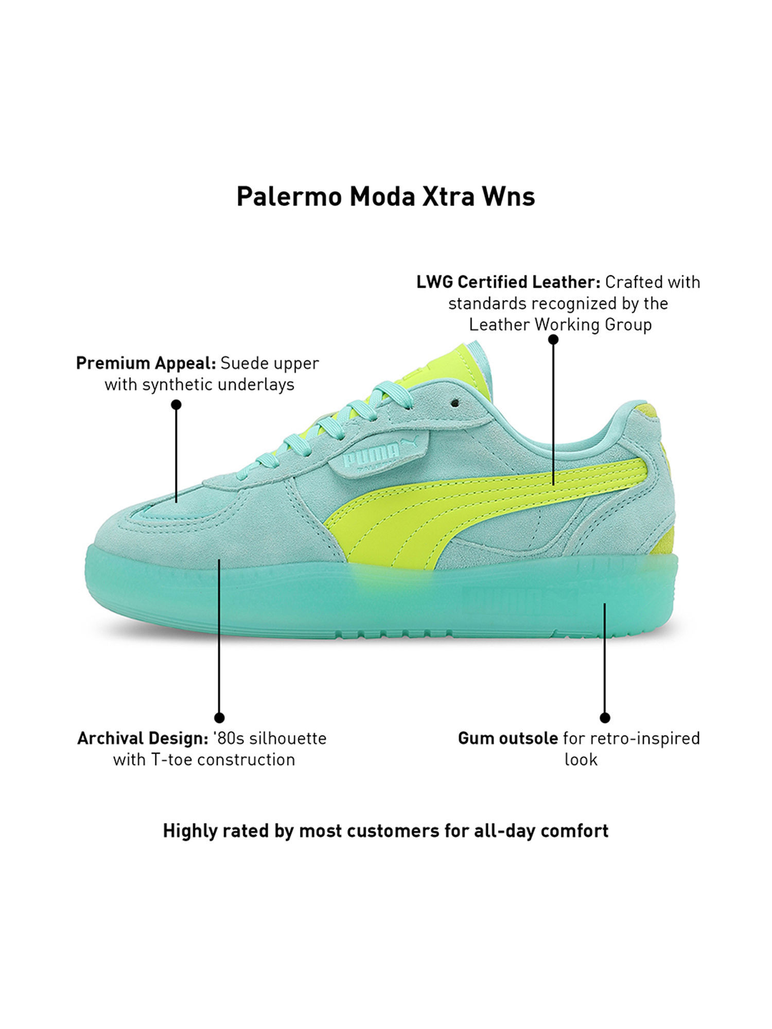 Buy Puma Palermo Moda Xtra Women Green Sneakers (UK 3) Online
