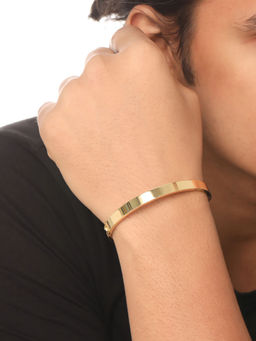NVR - Mens Gold Metal Cuff Kada Bracelet