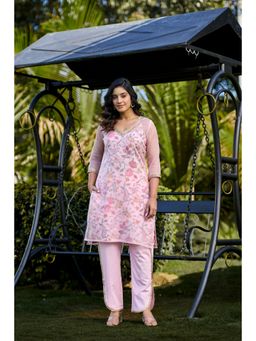 Anastay Clothing - Pink Organza and Cotton Inner Kurta with Inner and Pant