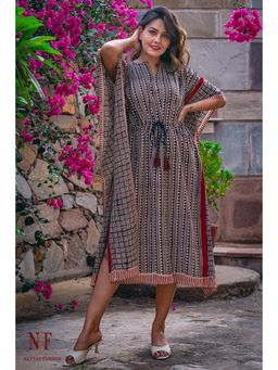 NAVYAS FASHION - Bagru Printed Cotton Multi-Color Kaftan Dress