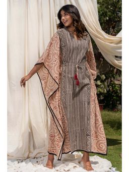 NAVYAS FASHION - Bagru Warli Print Multi Color Kaftan Dress
