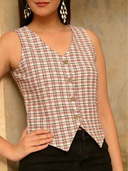 DECKEDUP - Women Tailored Cream Waist Coat