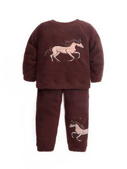 CHERRY CRUMBLE BY NITT HYMAN - Unicorn Girls Night Suit-Brown (Set of 2)