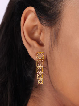Mia by Tanishq - Contoured Hollow 14 Kt Yellow Gold Drop Earrings