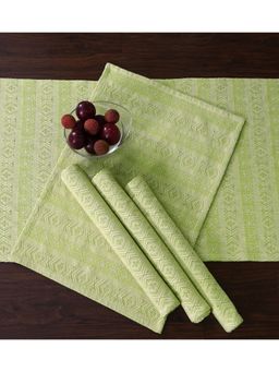 ODE & CLEO - Washable Table Mat Woven Fabric Premium Jacquard, Dining Table Mats Green