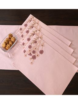 ODE & CLEO - Cotton Table Mat Placemat for Dining Table Washable 6 Seater Mats Pink