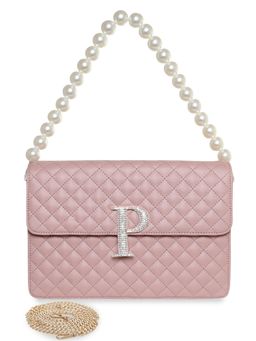 ESBEDA - Peach Personalized Alphabet P Turtle Quilted Handbag for Women