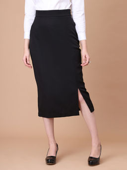 Exude - Black Unstoppable Grace Front Slit Midi Skirt